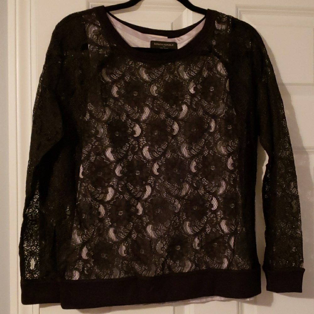 NWT Ann Taylor Loft black lace top